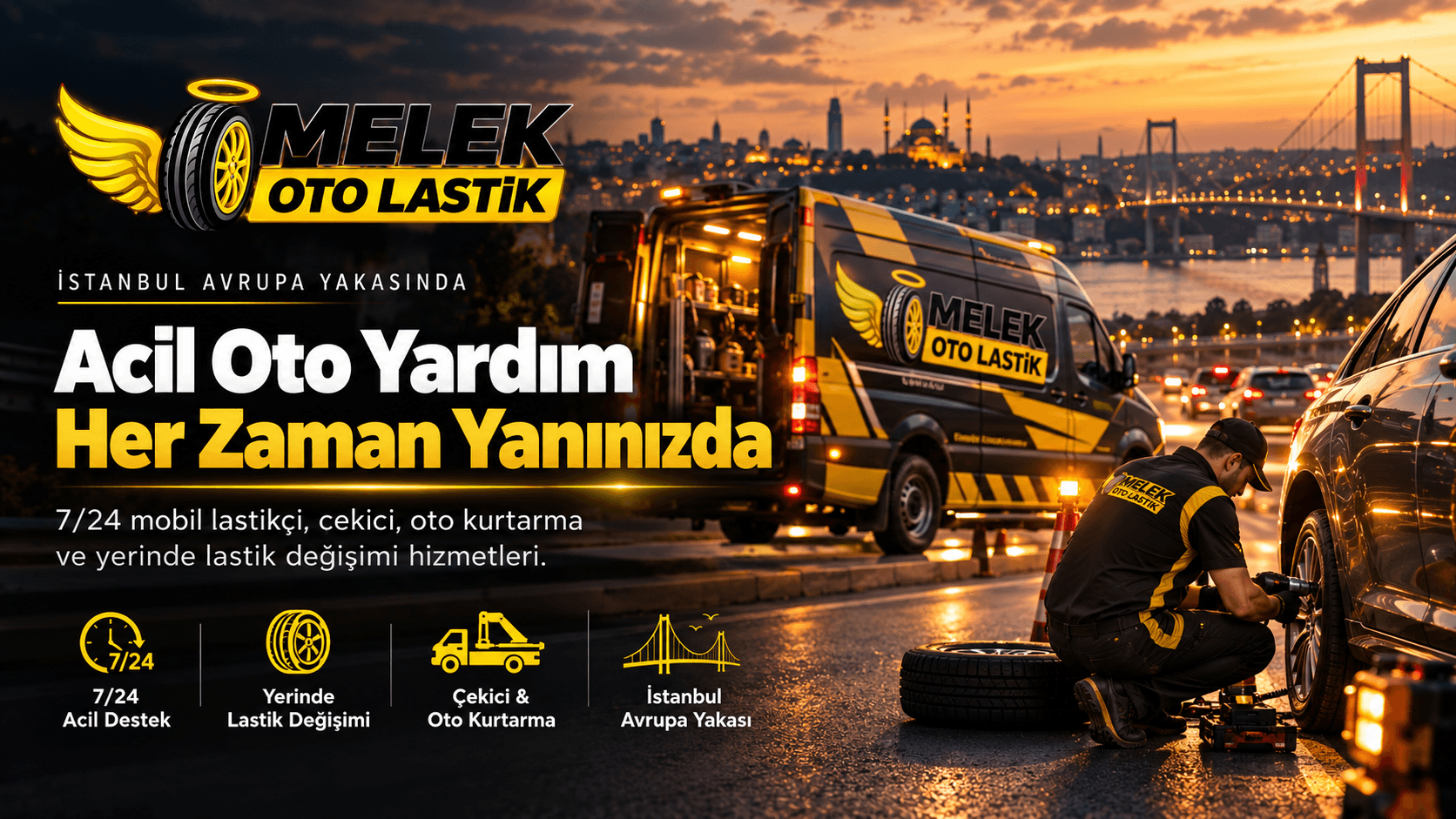 Melek Oto Lastik İstanbul Avrupa Yakası yol yardım hizmetleri